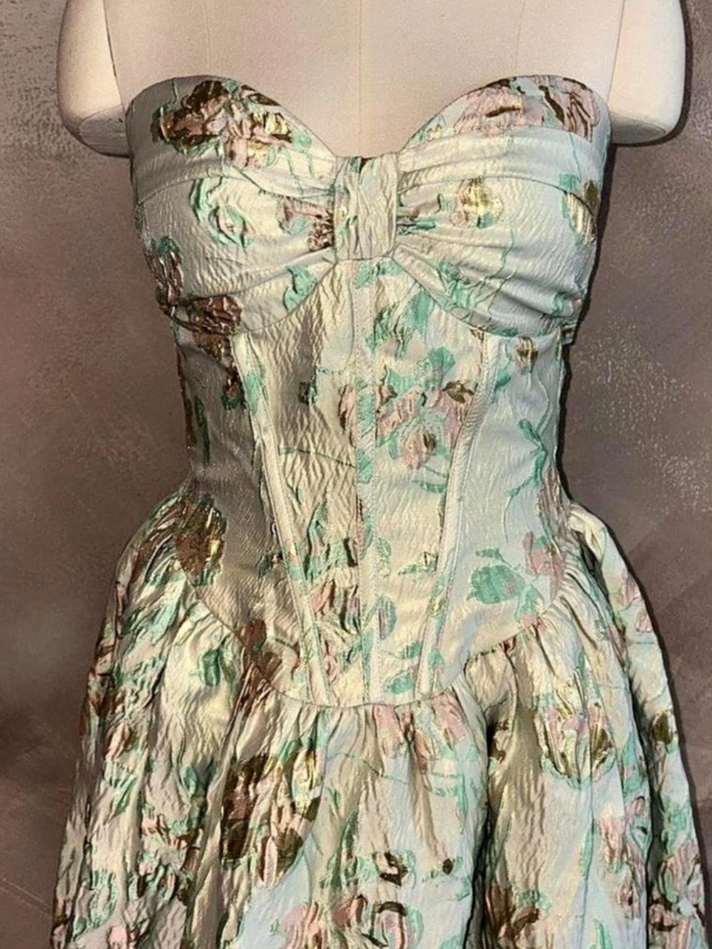ASOS Floral Strapless Maxi Dress Green Pink US 6 Like New - Picture 3 of 8